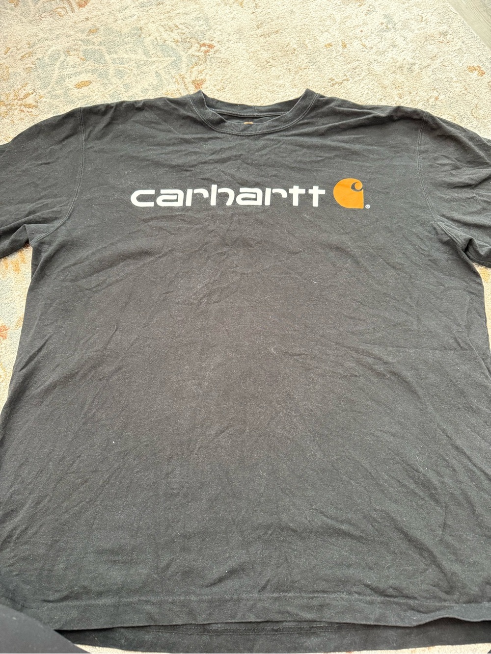 Carhartt Black Short Sleeve Logo Tee with Orange Emblem